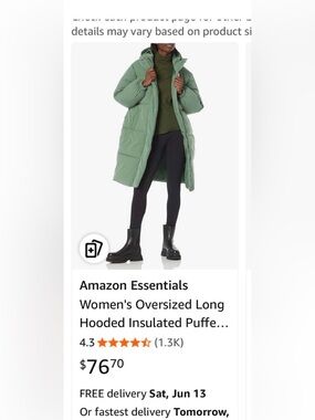 Amazon Essentials Olive Green Quilted Puffer Jacket